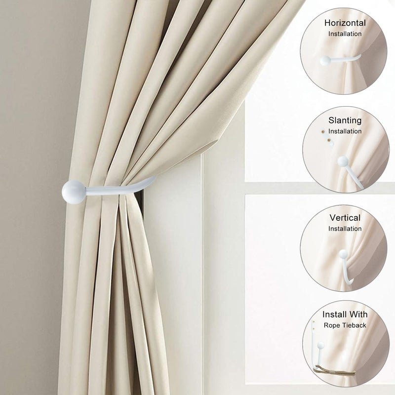 SIXZOONM Set of 2 Curtain Holdbacks, Metal Decorative Drapery Holdback, Wall Mounted Window Drapery Tiebacks for Bedroom, Livingroom, Office Come with Screws (White) - Image 3